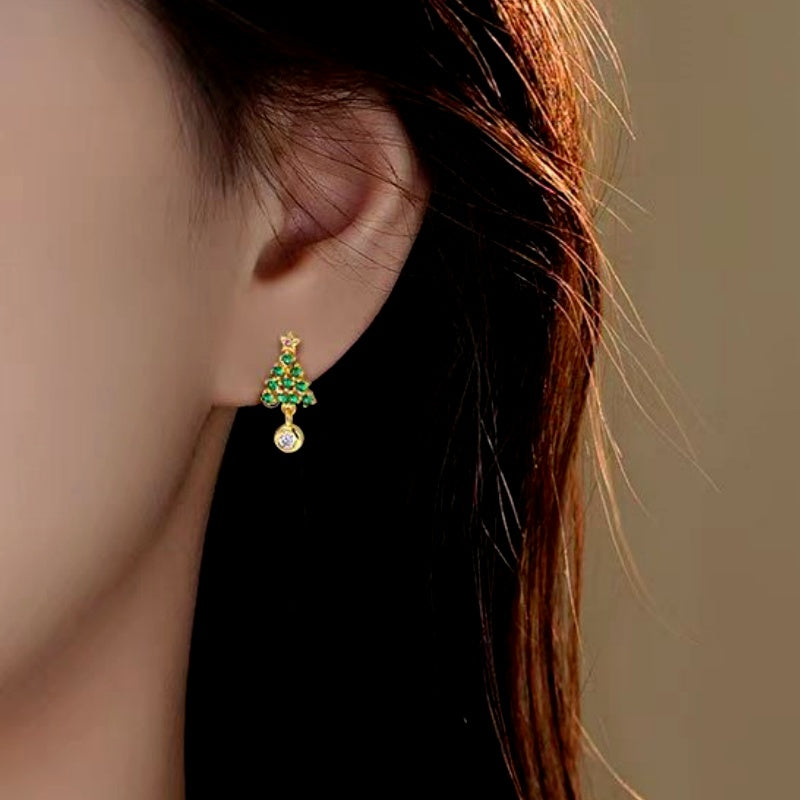 Sterling Silver Christmas Tree Earrings