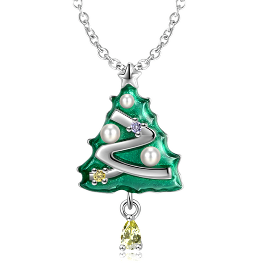 Sterling Silver Christmas Tree Pendant Necklace