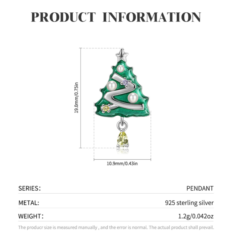 Sterling Silver Christmas Tree Pendant Necklace
