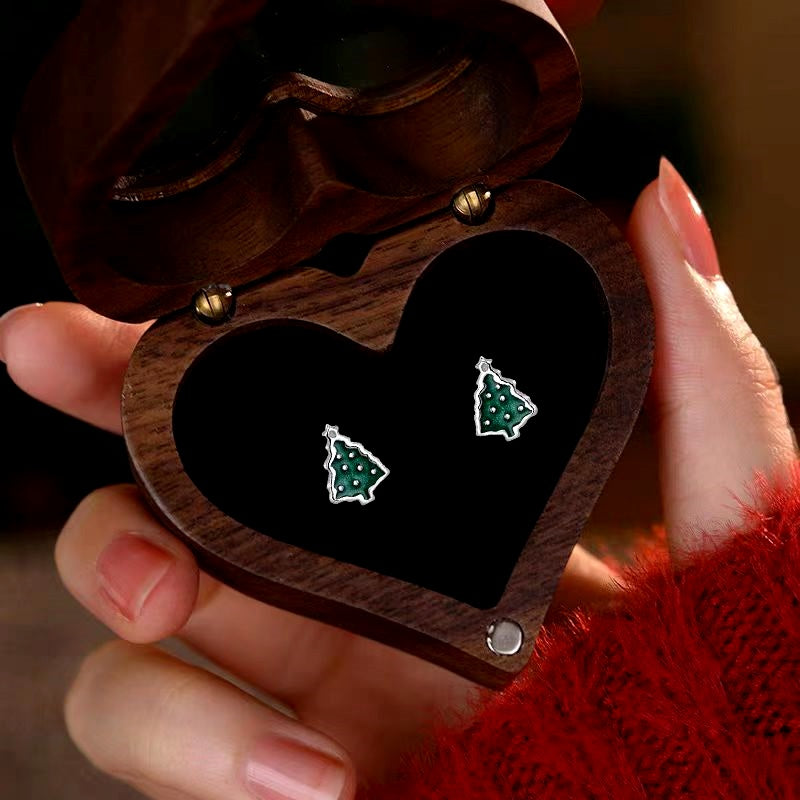 Sterling Silver Christmas Tree Stud Earrings