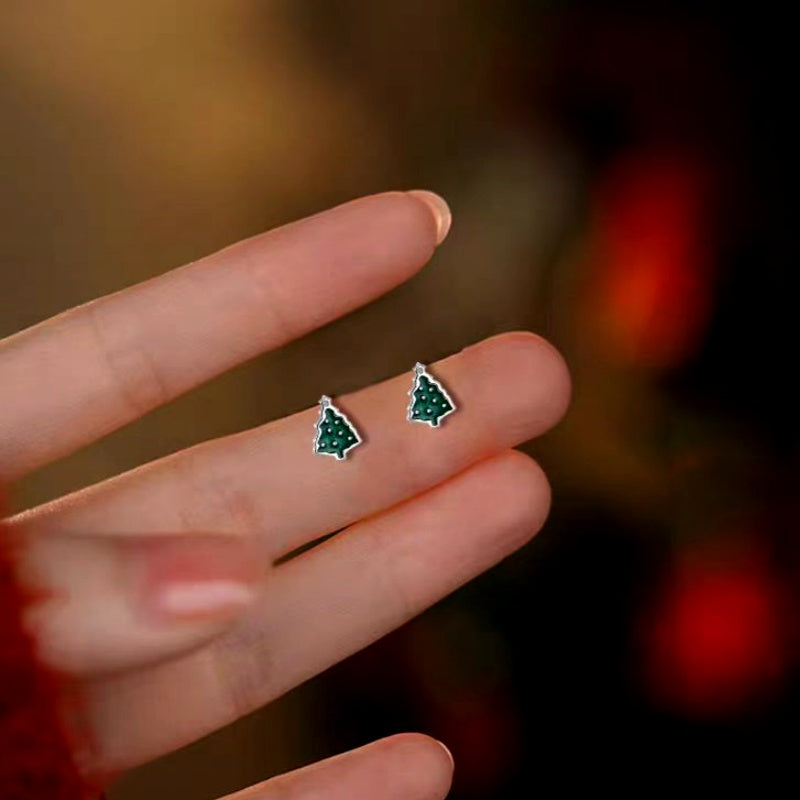 Sterling Silver Christmas Tree Stud Earrings