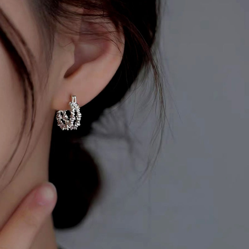 Sterling Silver Double-Layer Earrings