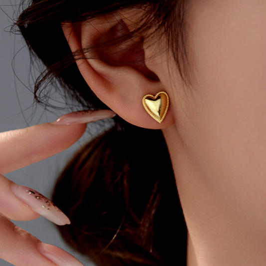 Sterling Silver Elegant Heart Studs