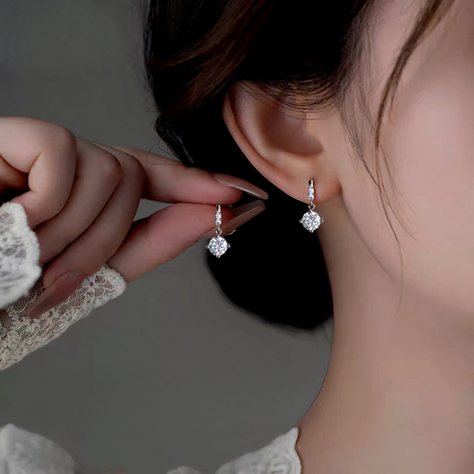 Sterling Silver Elegant Zircon Diamond Earrings