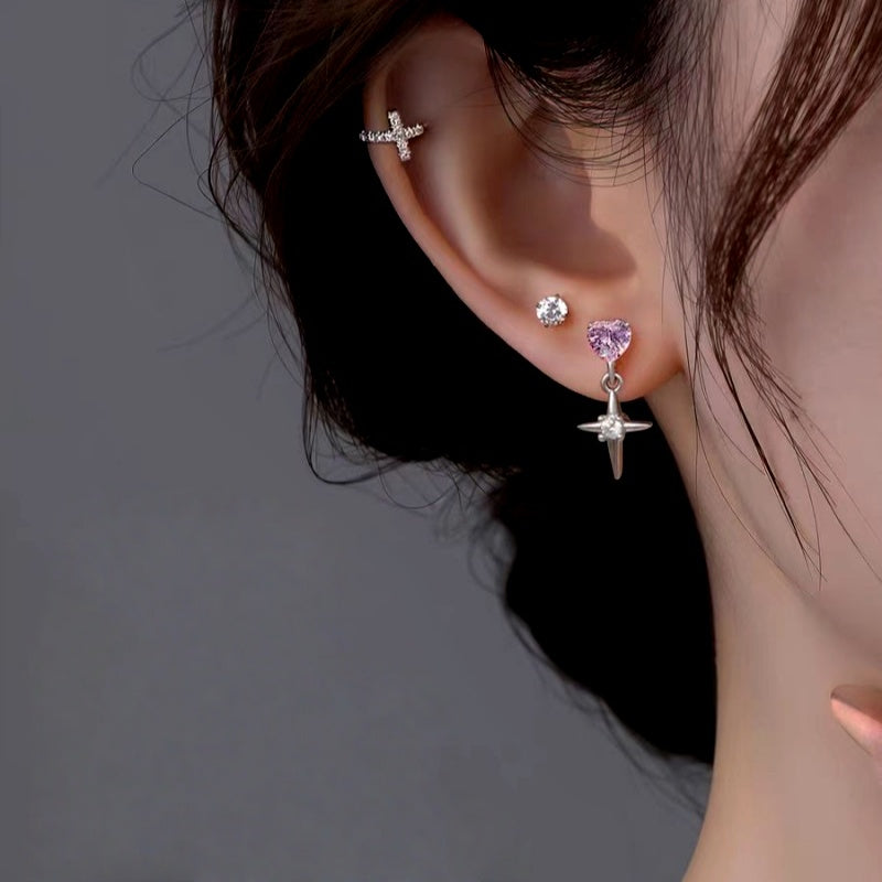 Sterling Silver Elegant Zircon Diamond Earrings