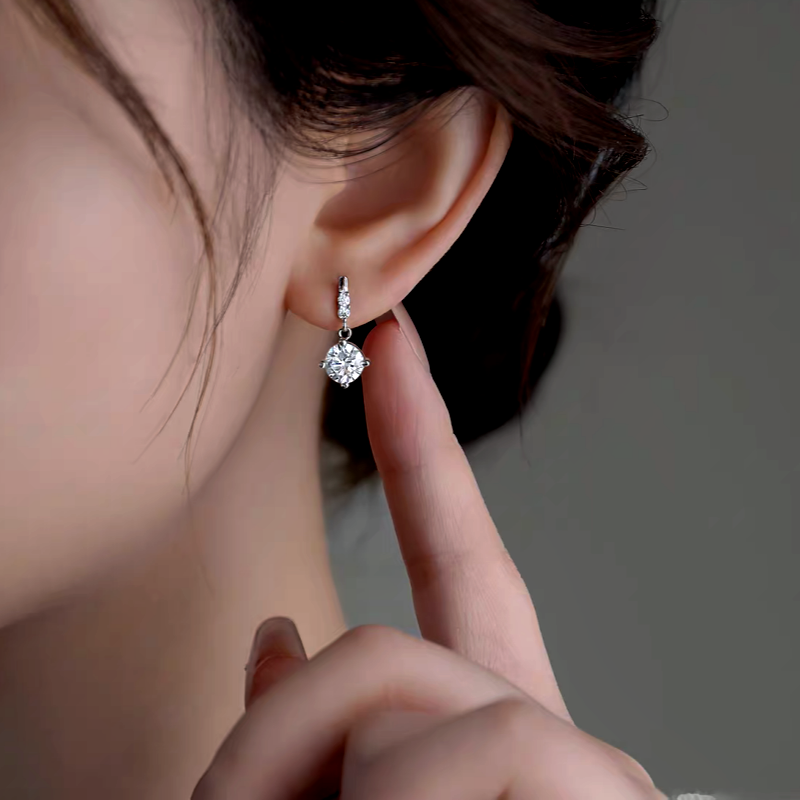 Sterling Silver Elegant Zircon Diamond Earrings