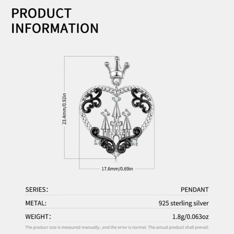 Sterling Silver Halloween Crown Castle pendant Necklace