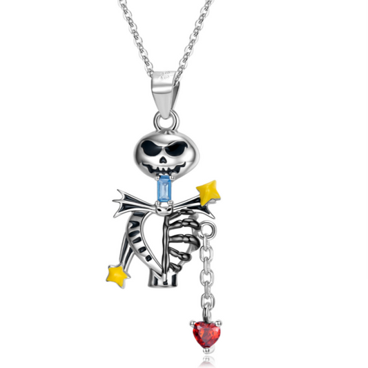Sterling Silver Halloween Skull Pendant Necklace