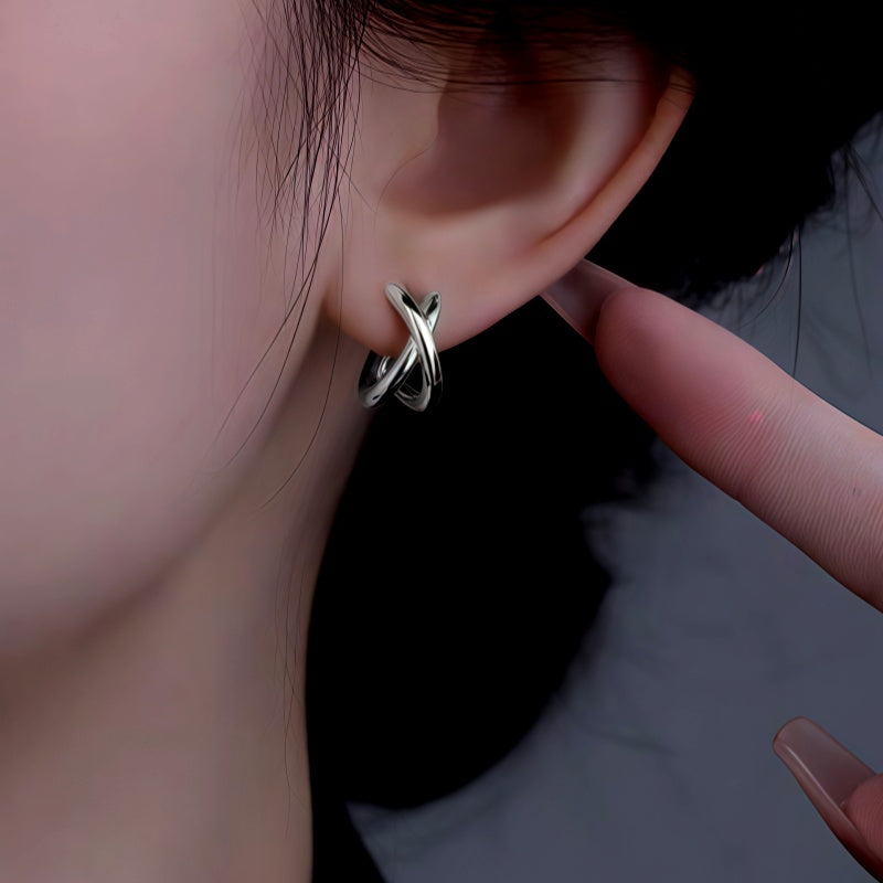 Sterling Silver Little X Hoop Earrings