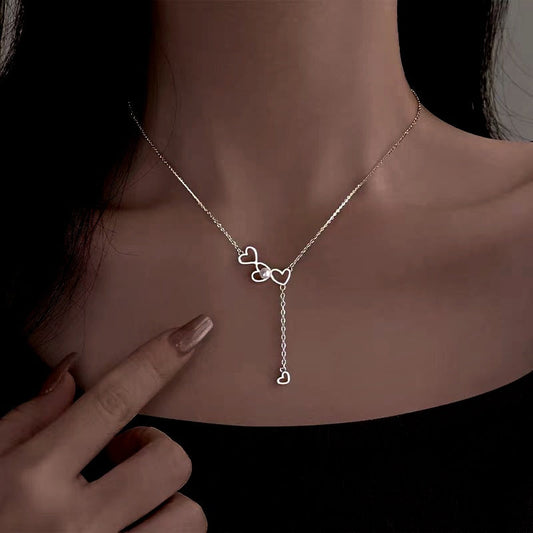 Sterling Silver Luxury Love Pearl Tassel Necklace