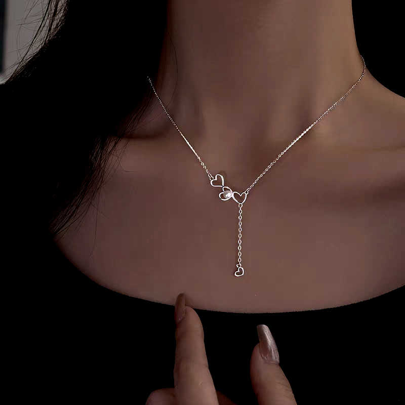 Sterling Silver Luxury Love Pearl Tassel Necklace