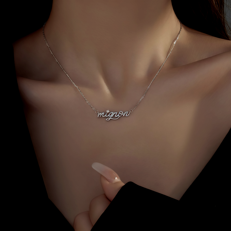 Sterling Silver Luxury Zircon Diamond Mignon Necklace