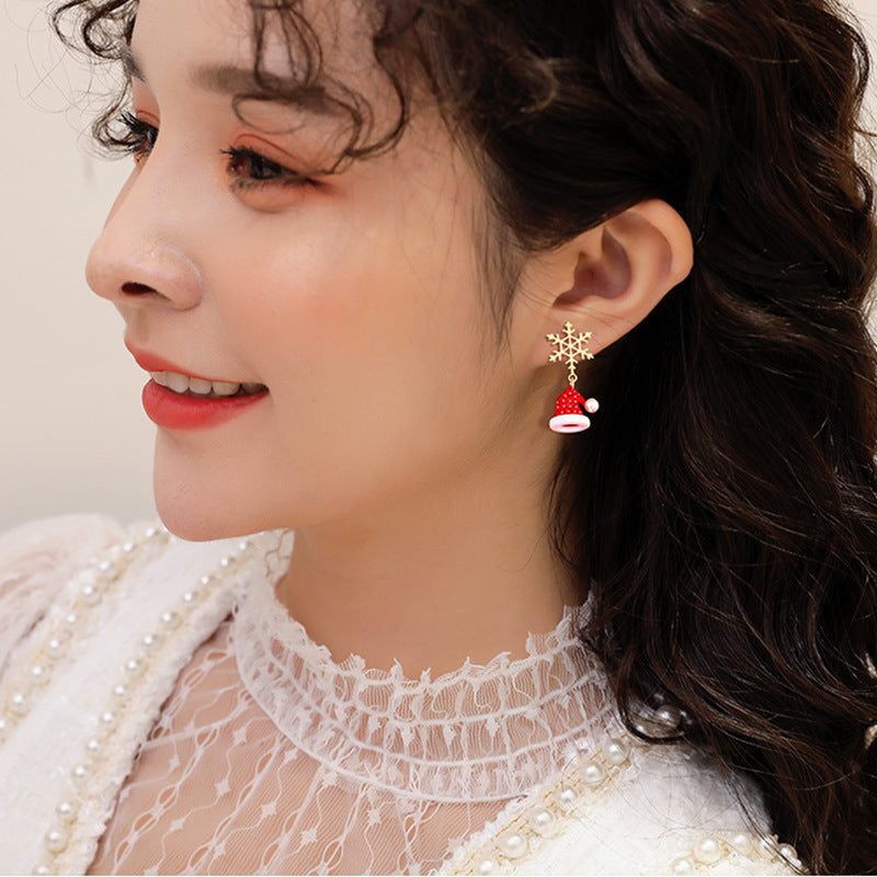 Silver Post Christmas Snowfalke Earrings
