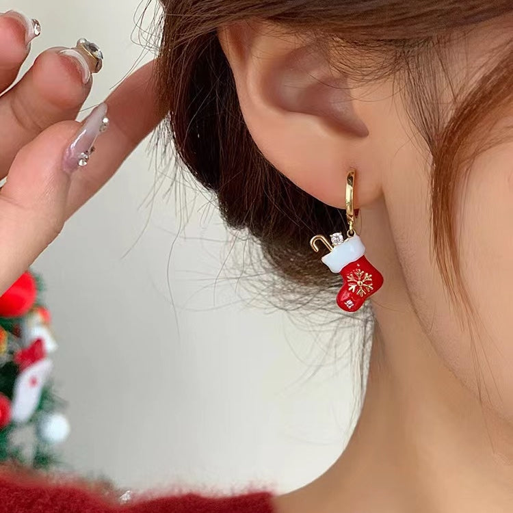 14K Gold Plated Christmas Socks Earrings