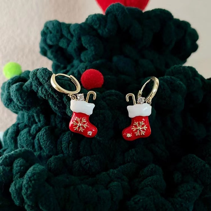 14K Gold Plated Christmas Socks Earrings