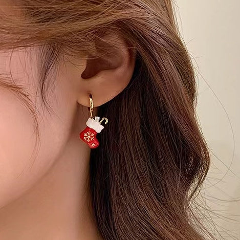 14K Gold Plated Christmas Socks Earrings