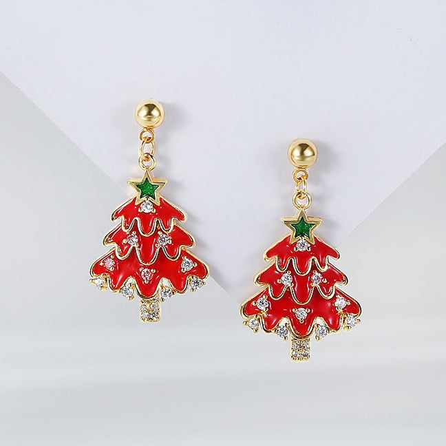 18K Gold Plated Luxury Christmas Tree Earrings