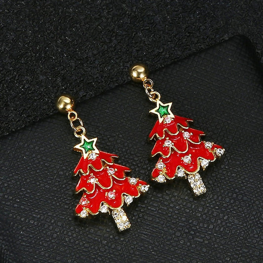 18K Gold Plated Luxury Christmas Tree Earrings