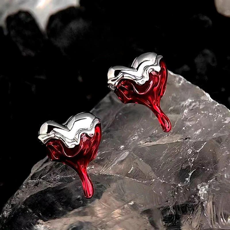 14K Gold-Plated 2025 Halloween Heart Stud Earrings