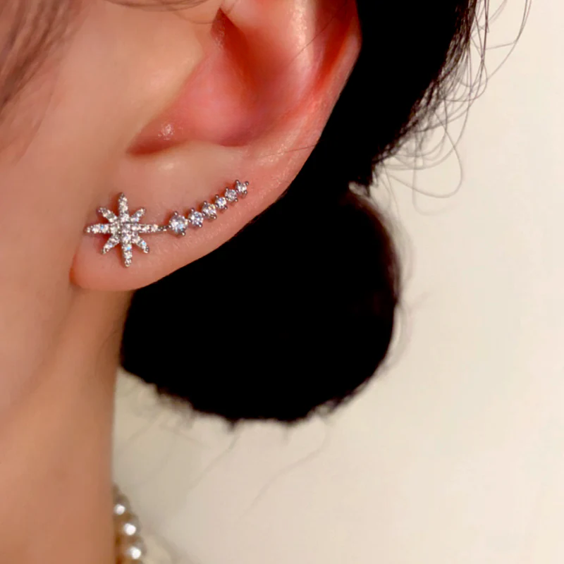 14K Gold-Plated Luxury Design Zircon Diamond Star Crawler