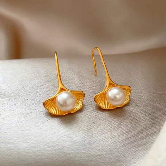 14K Gold-Plated Luxury Shell Pearl Ear Hook Earrings