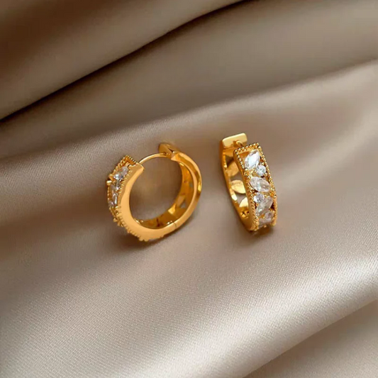 14K Gold-Plated Luxury Zircon Diamond Hoop Earrings
