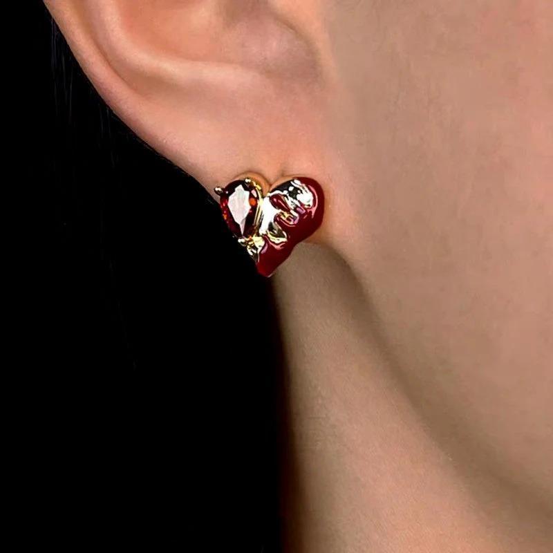 14K Gold-Plated 2025 Halloween Heart Stud Earrings