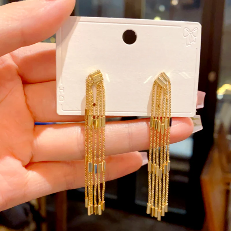 14K Gold-Plated Chain Tassel Earrings