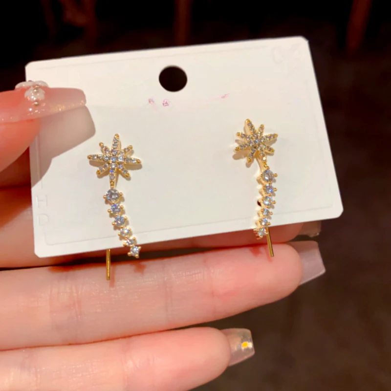 14K Gold-Plated Luxury Design Zircon Diamond Star Crawler