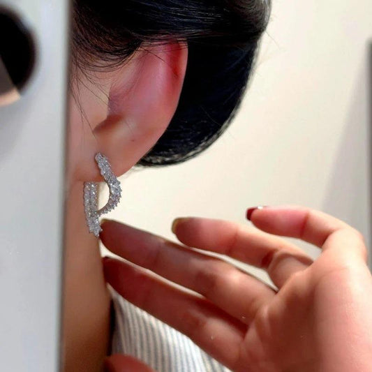 14K Gold-Plated Luxury Zircon Diamond Heart Earrings