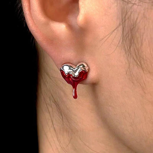 14K Gold-Plated 2025 Halloween Heart Stud Earrings