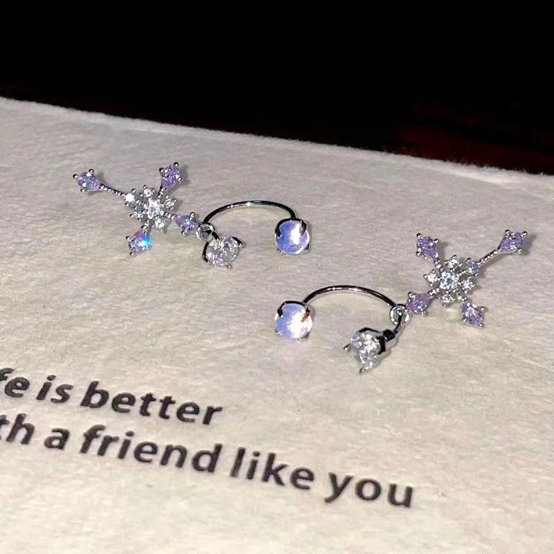 14K Gold-Plated Zircon Diamond Cross Earrings